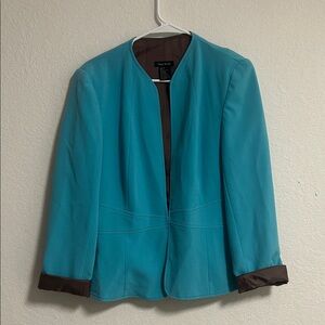 Vince Camuto Teal Jacket with Brown Trim